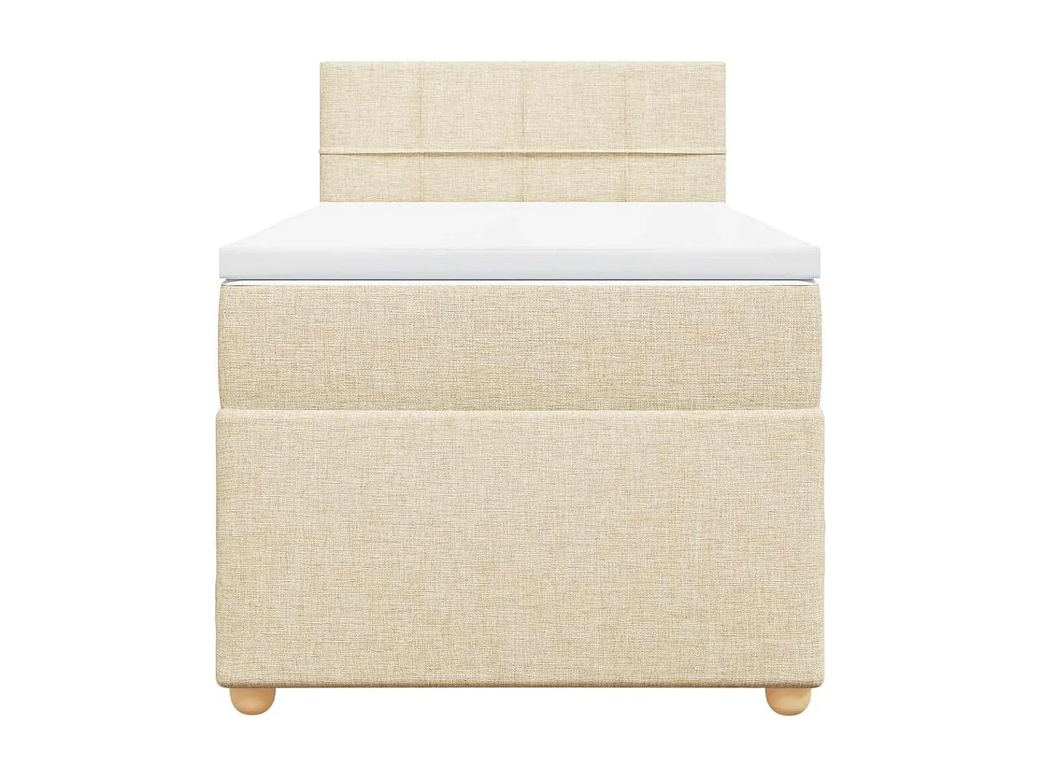Cama box spring con colchón tela color crema 80x200 cm