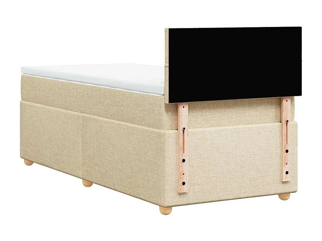 Cama box spring con colchón tela color crema 80x200 cm