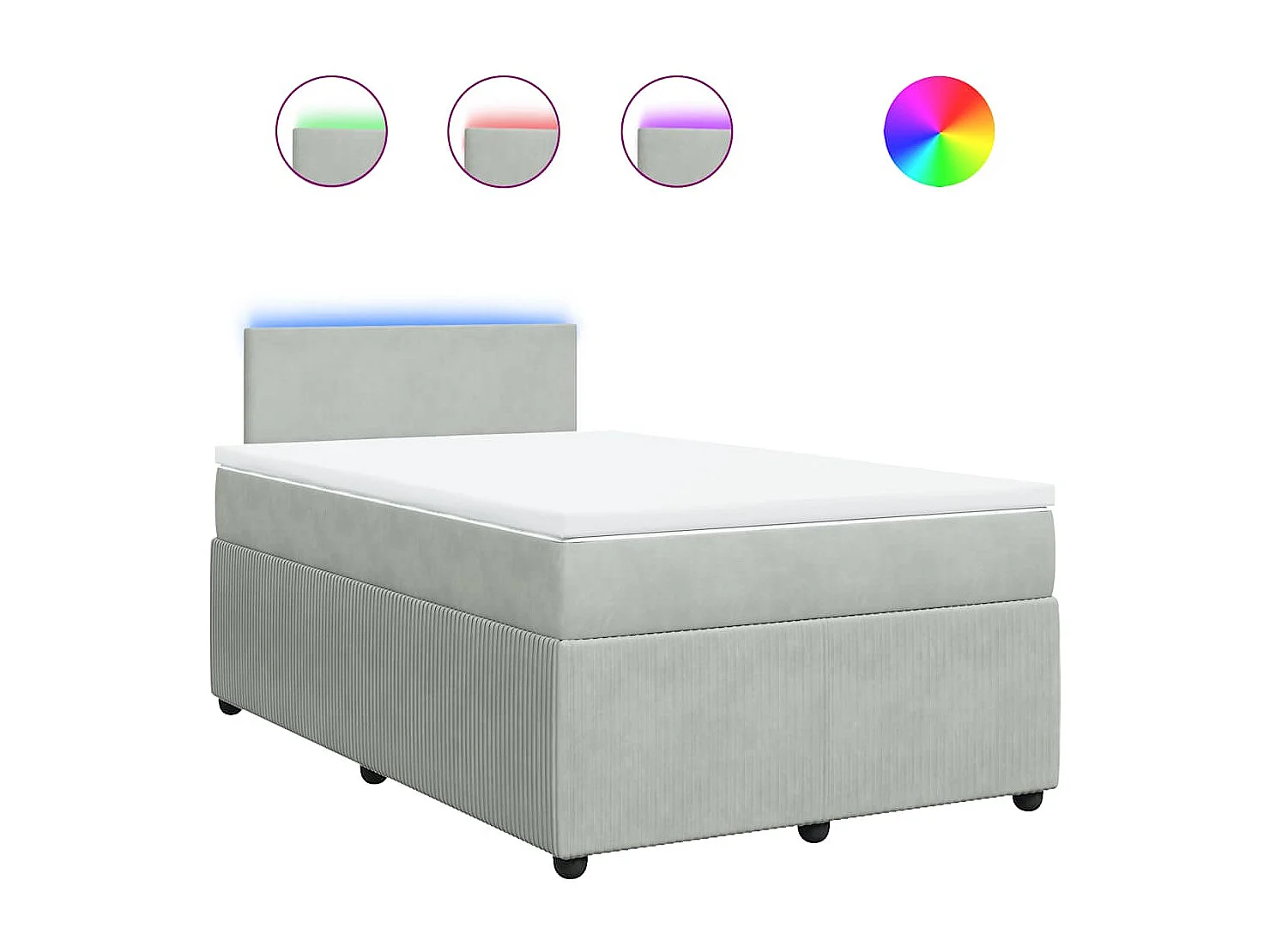 Sommier à lattes de lit et matelas Gris clair 120x200cm Velours