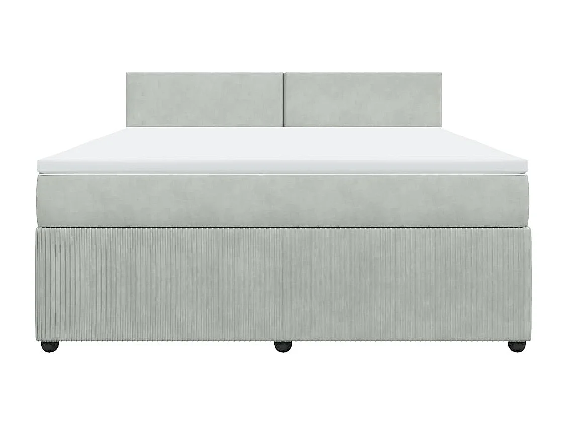 Giroletto a Molle con Materasso Grigio Chiaro 180x200cm Velluto