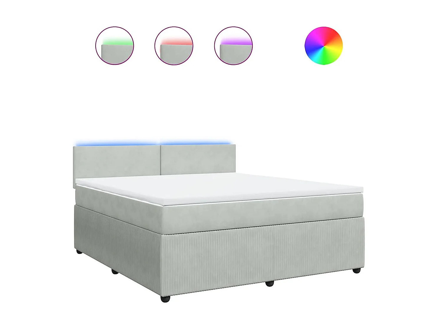 Sommier à lattes de lit et matelas Gris clair 180x200cm Velours