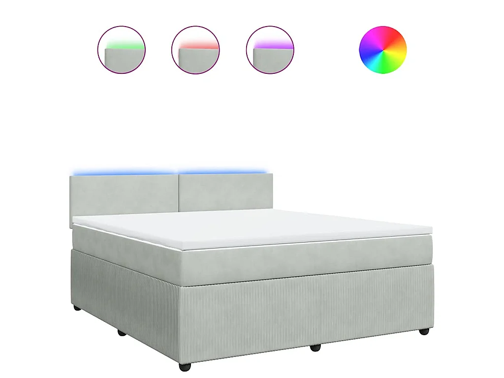 Sommier à lattes de lit et matelas Gris clair 180x200cm Velours
