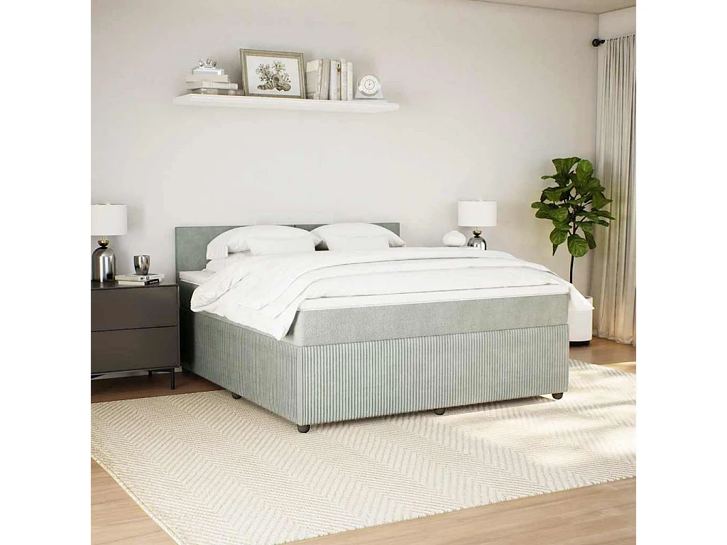 Sommier à lattes de lit et matelas Gris clair 180x200cm Velours