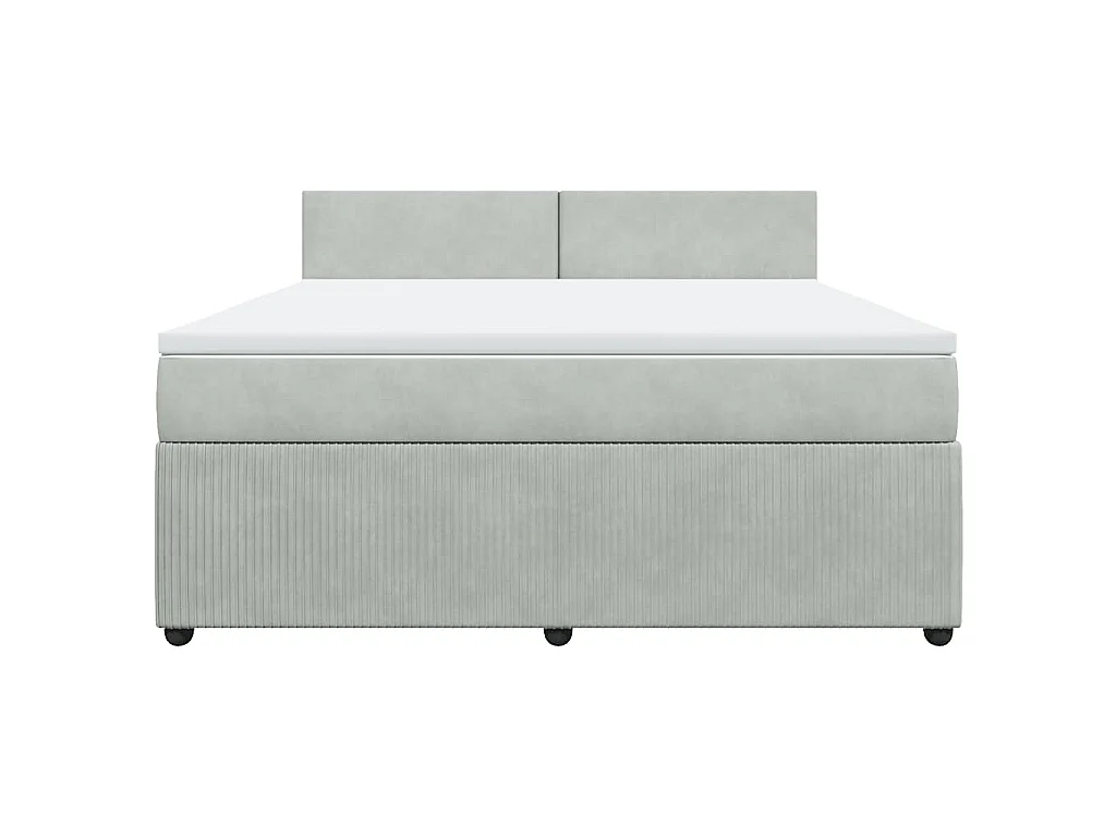 Sommier à lattes de lit et matelas Gris clair 180x200cm Velours