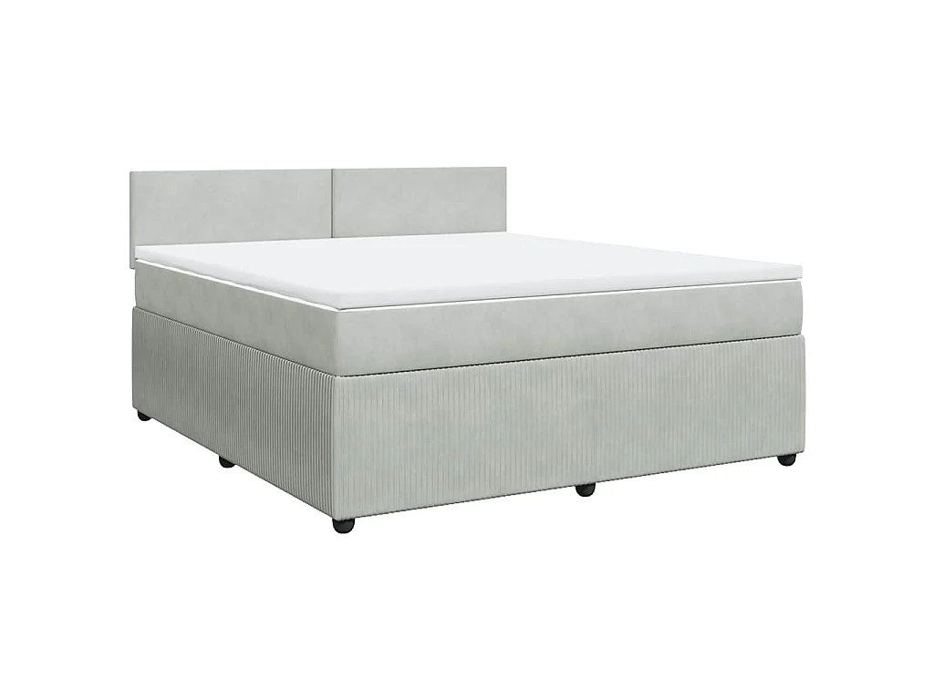 Sommier à lattes de lit et matelas Gris clair 180x200cm Velours