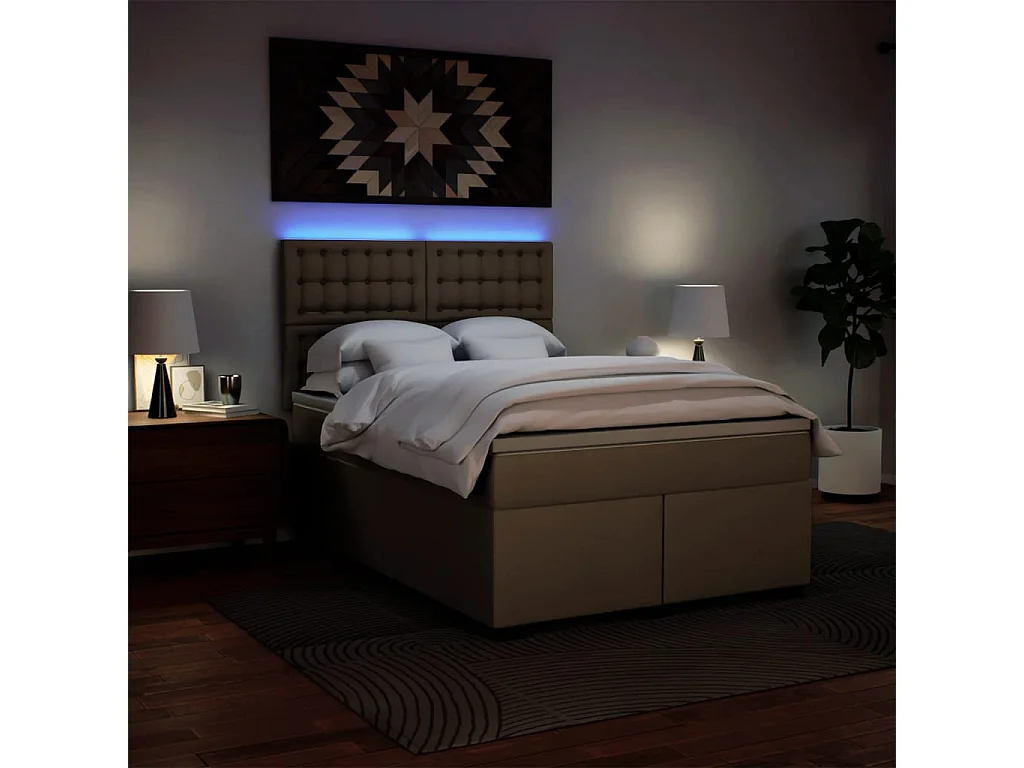 Boxspring met matras kunstleer cappuccinokleurig 160x200 cm