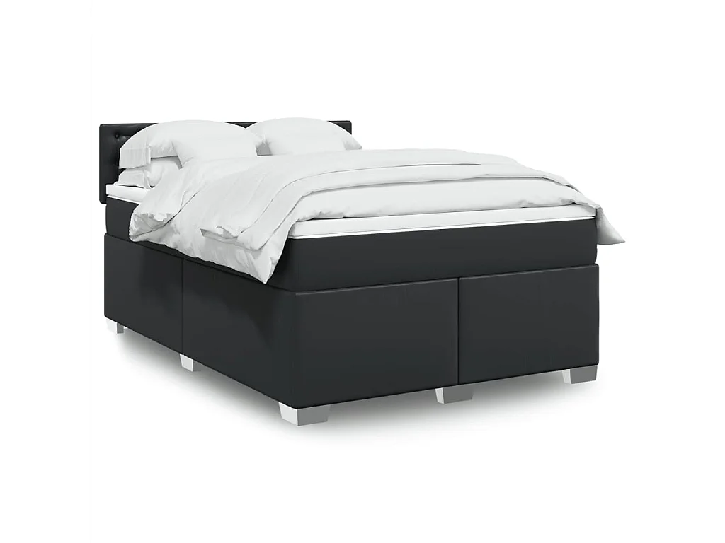 Boxspring met matras kunstleer zwart 140x190 cm