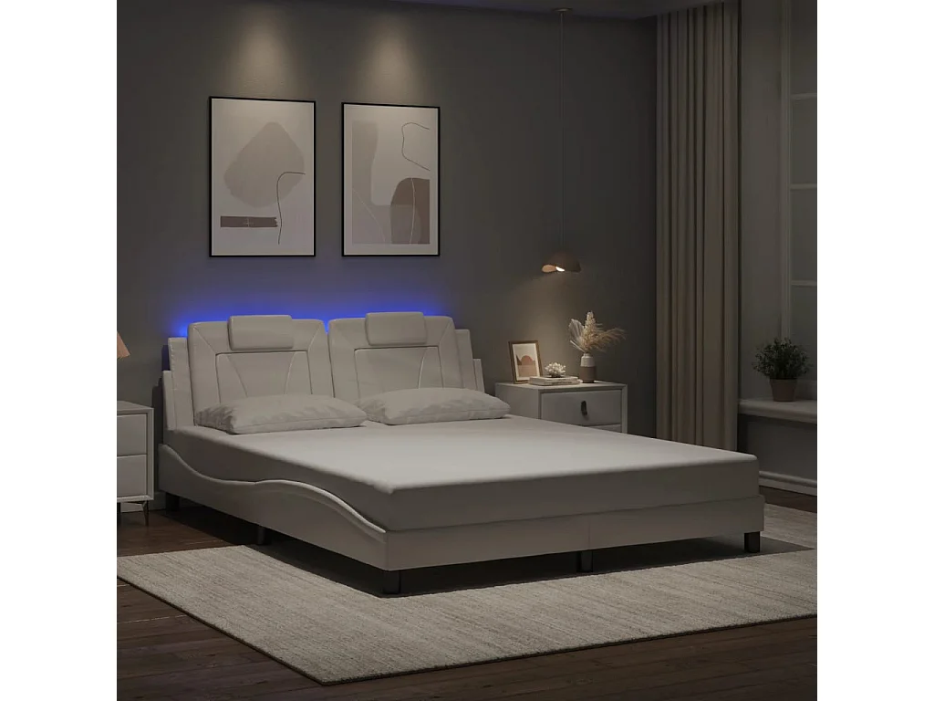 Cadre de lit Viana avec LED sans matelas blanc 160x200 cm