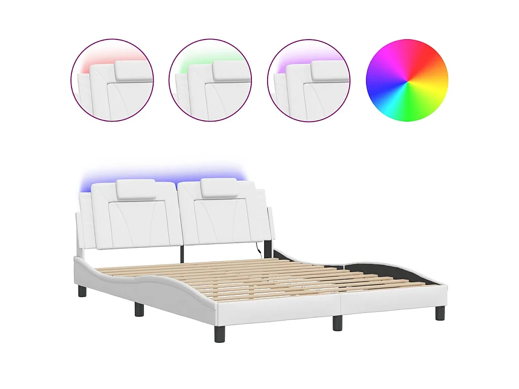 Bedframe "Viana" met LED zonder matras wit 160x200 cm