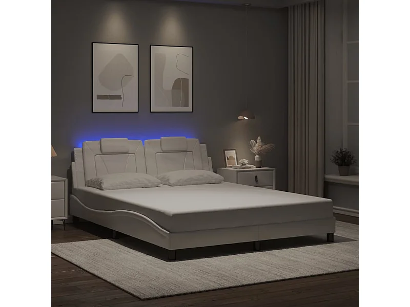 Bedframe "Viana" met LED zonder matras wit 160x200 cm