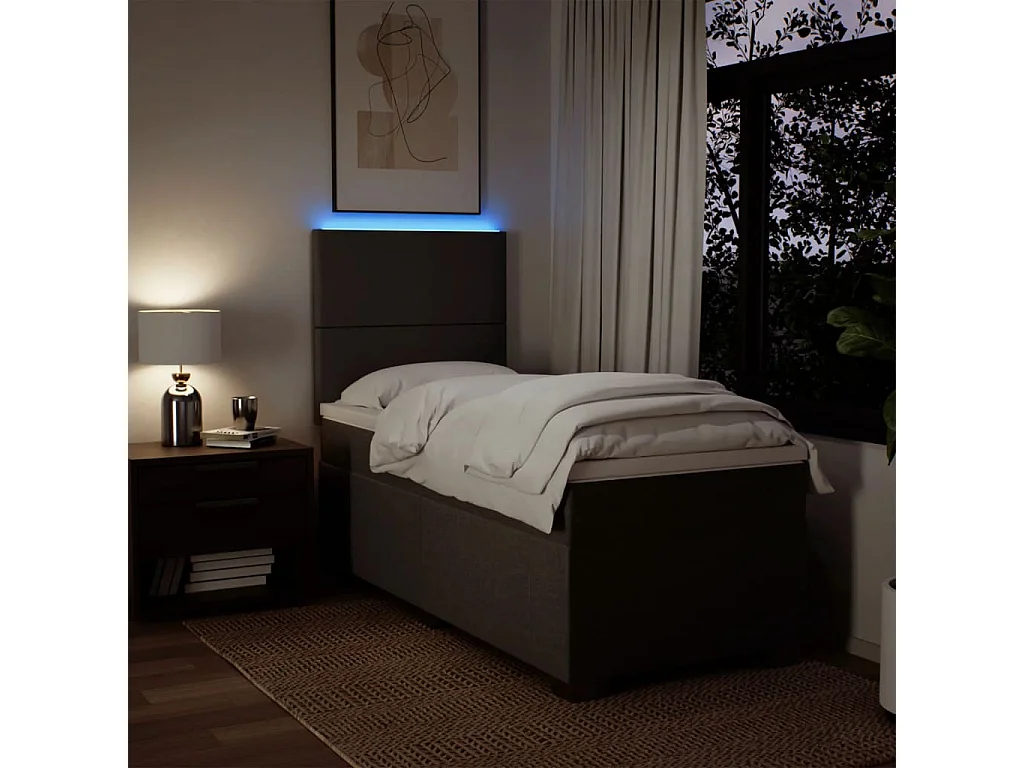 Boxspringbett mit Matratze Hellgrau 100x200 cm Stoff