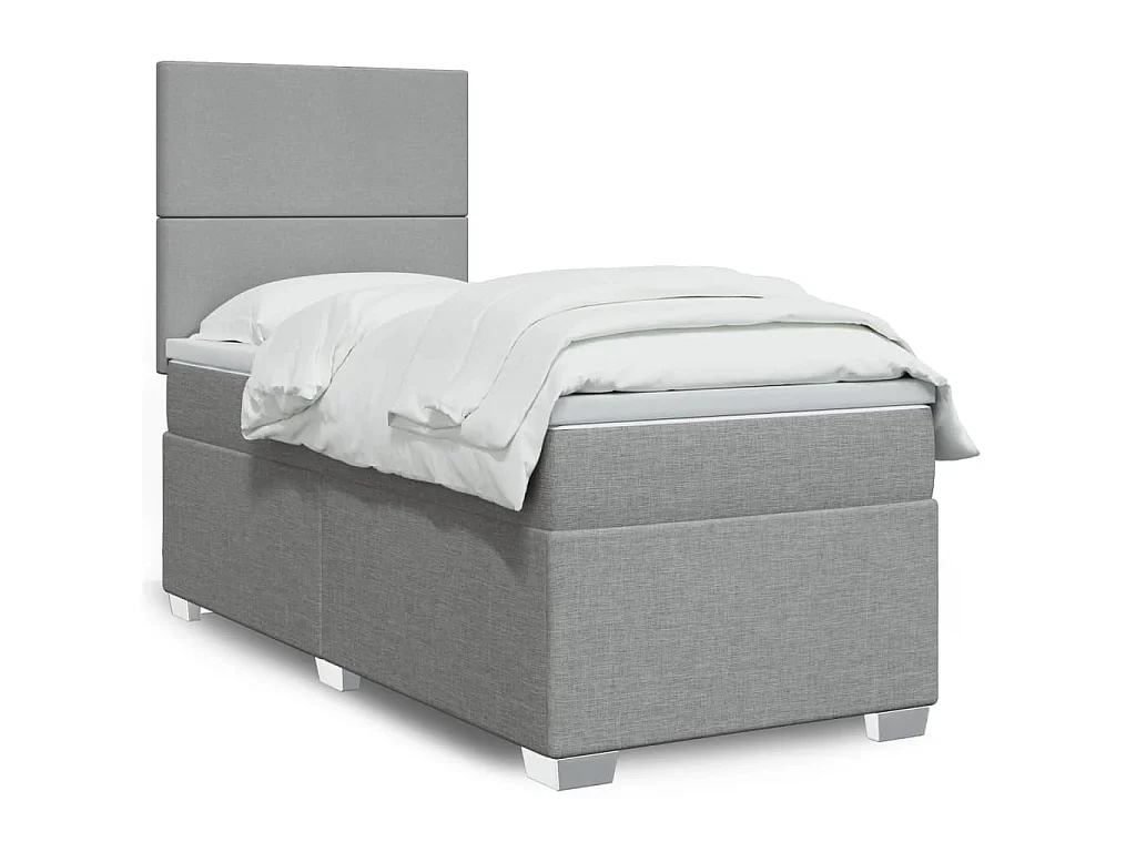 Boxspring met matras stof lichtgrijs 100x200 cm