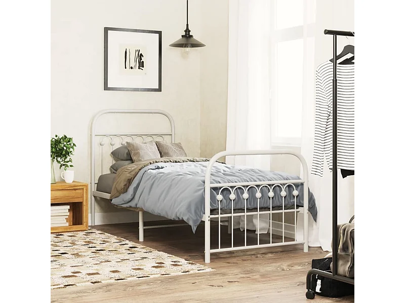 Estructura cama sin colchón con estribo metal blanco 75x190 cm