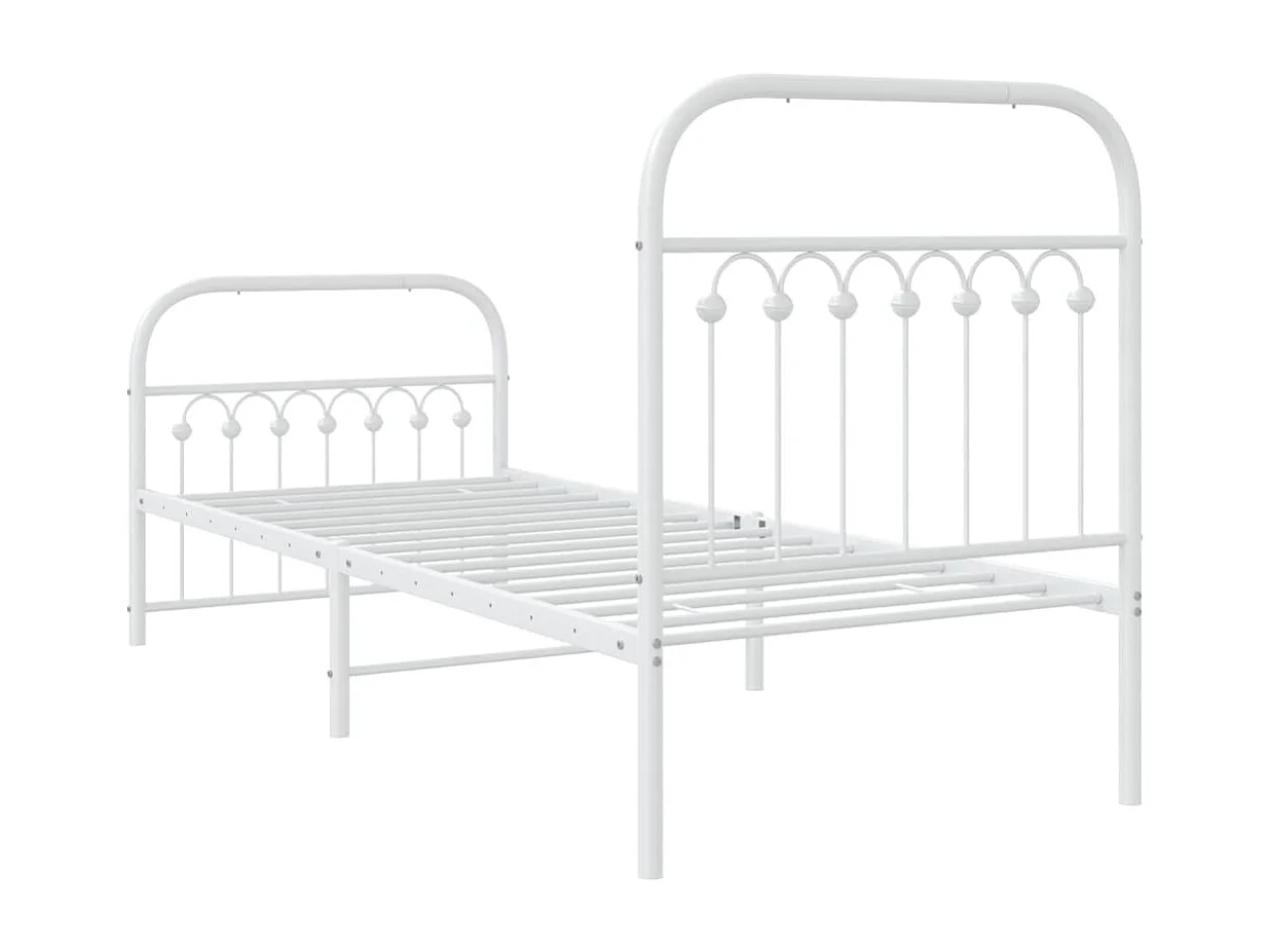 Estrutura de cama com cabeceira e pés 75x190 cm metal branco