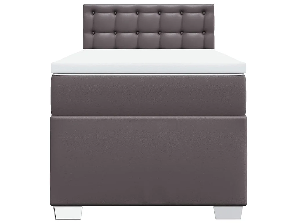 Cama com molas/colchão 80x200 cm couro artificial cinza