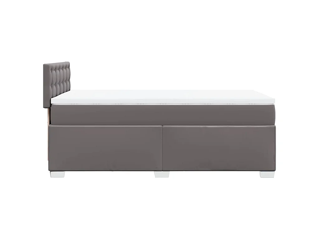 Cama com molas/colchão 80x200 cm couro artificial cinza
