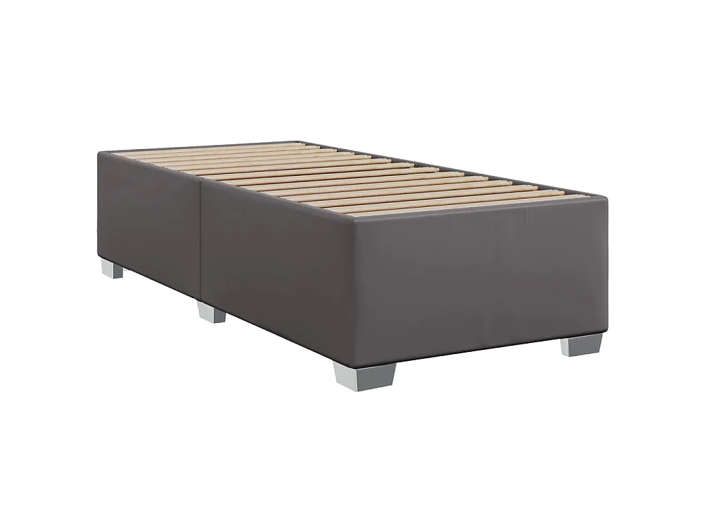 Cama com molas/colchão 80x200 cm couro artificial cinza