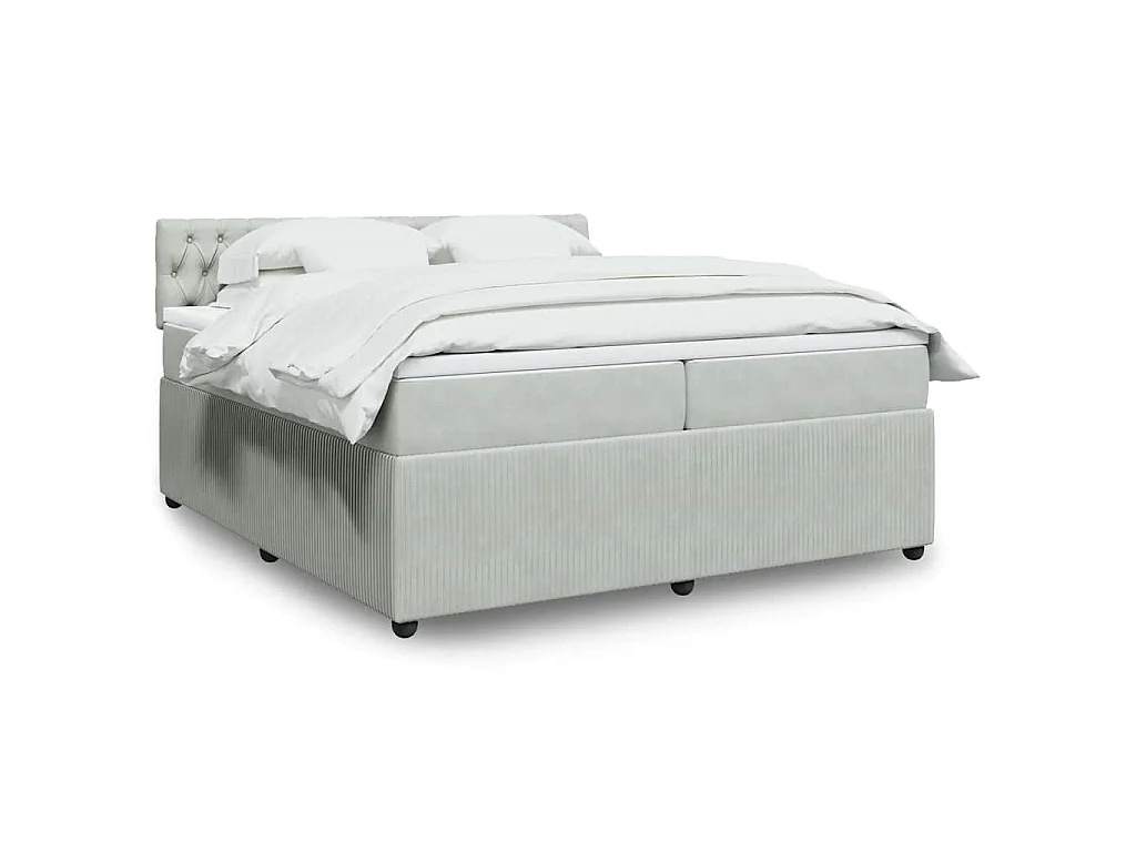 Cama com molas/colchão 200x200 cm veludo cinzento-claro