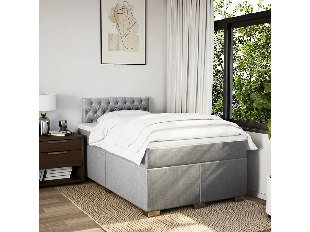 Boxspring met matras stof lichtgrijs 120x200 cm