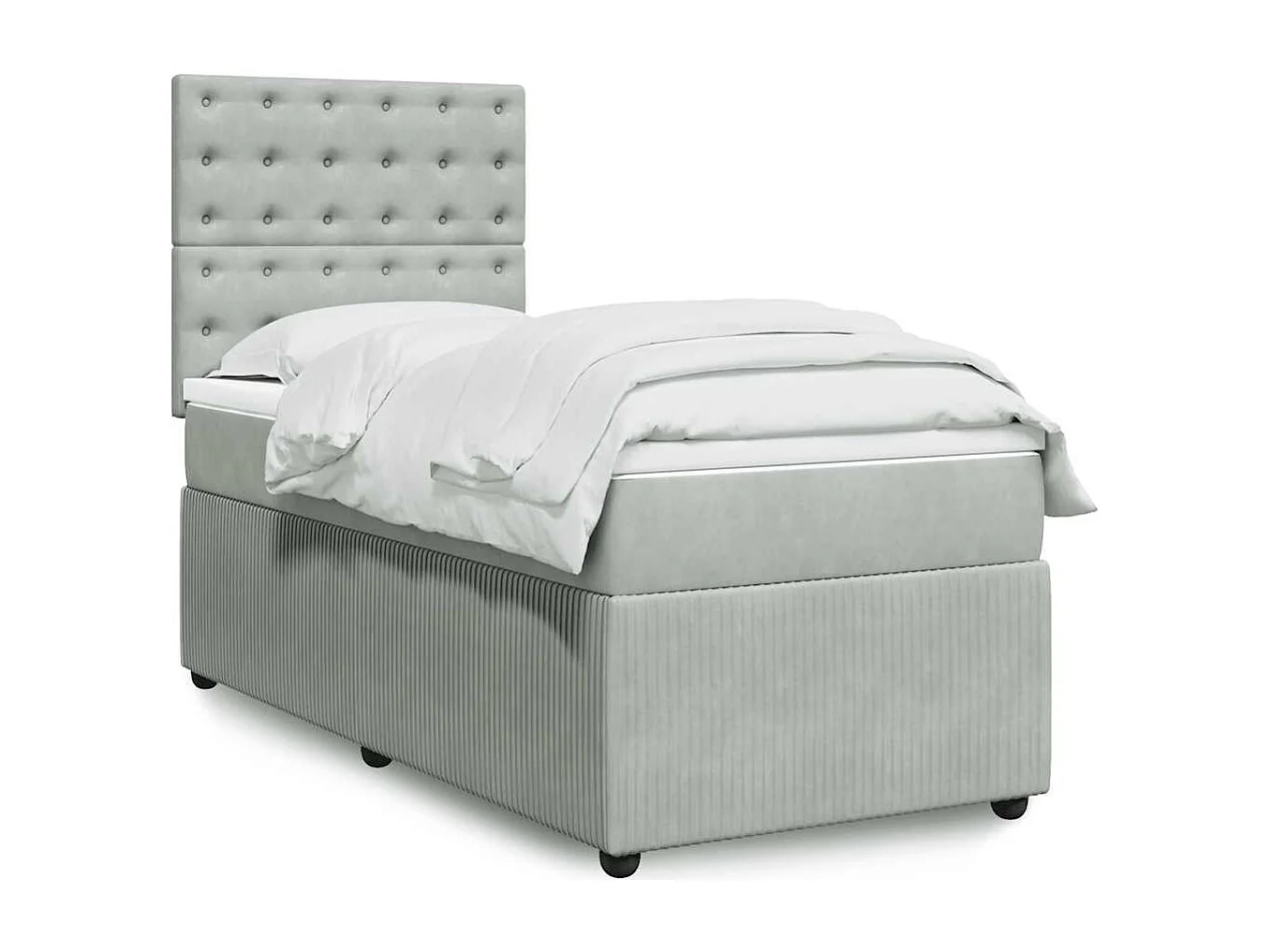 Boxspringbett mit Matratze Hellgrau 90x200 cm Samt