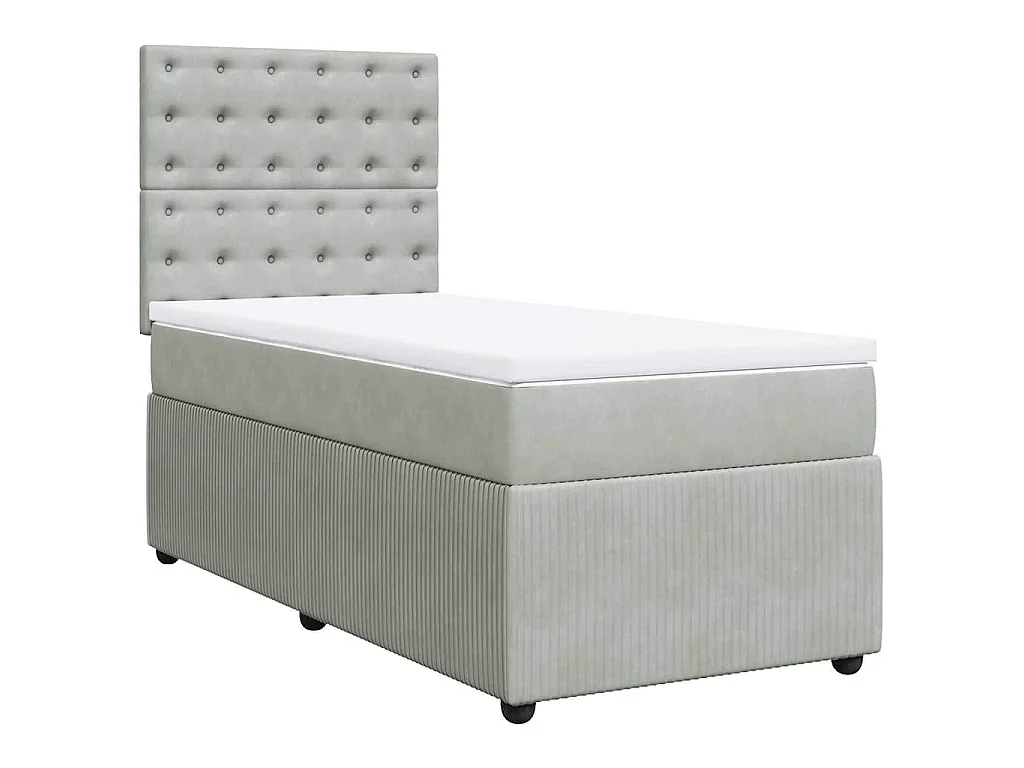 Giroletto a Molle con Materasso Grigio Chiaro 90x200 cm Velluto