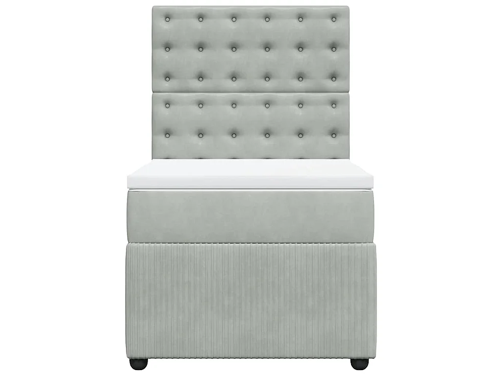 Giroletto a Molle con Materasso Grigio Chiaro 90x200 cm Velluto