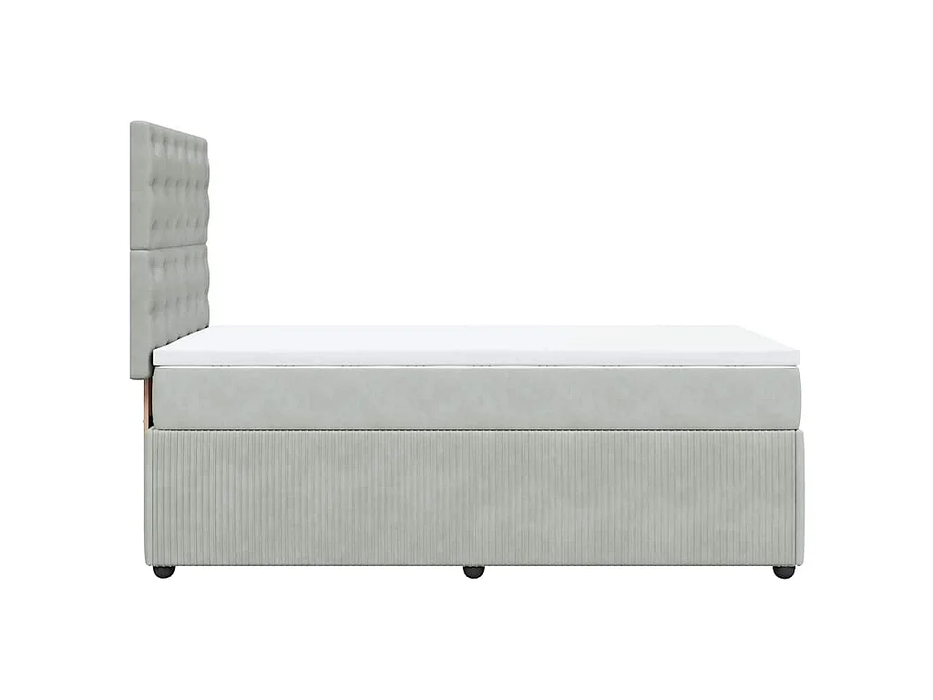 Giroletto a Molle con Materasso Grigio Chiaro 90x200 cm Velluto