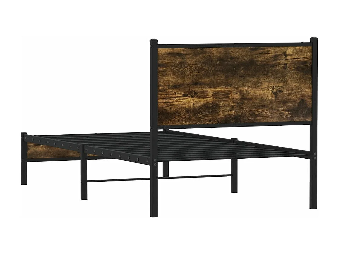 Estrutura de cama sem colchão 90x200 cm metal carvalho fumado