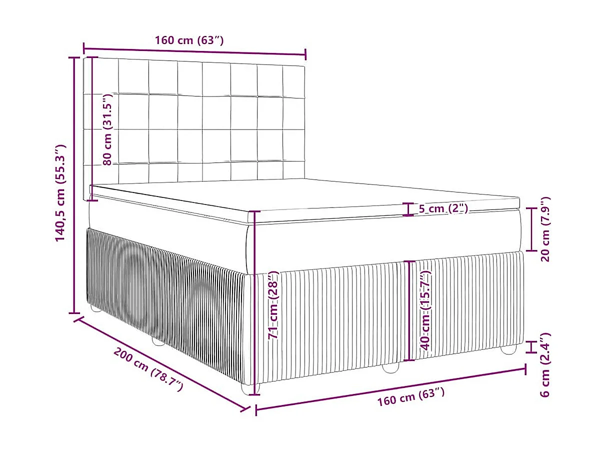 Boxspring met matras fluweel roze 160x200 cm