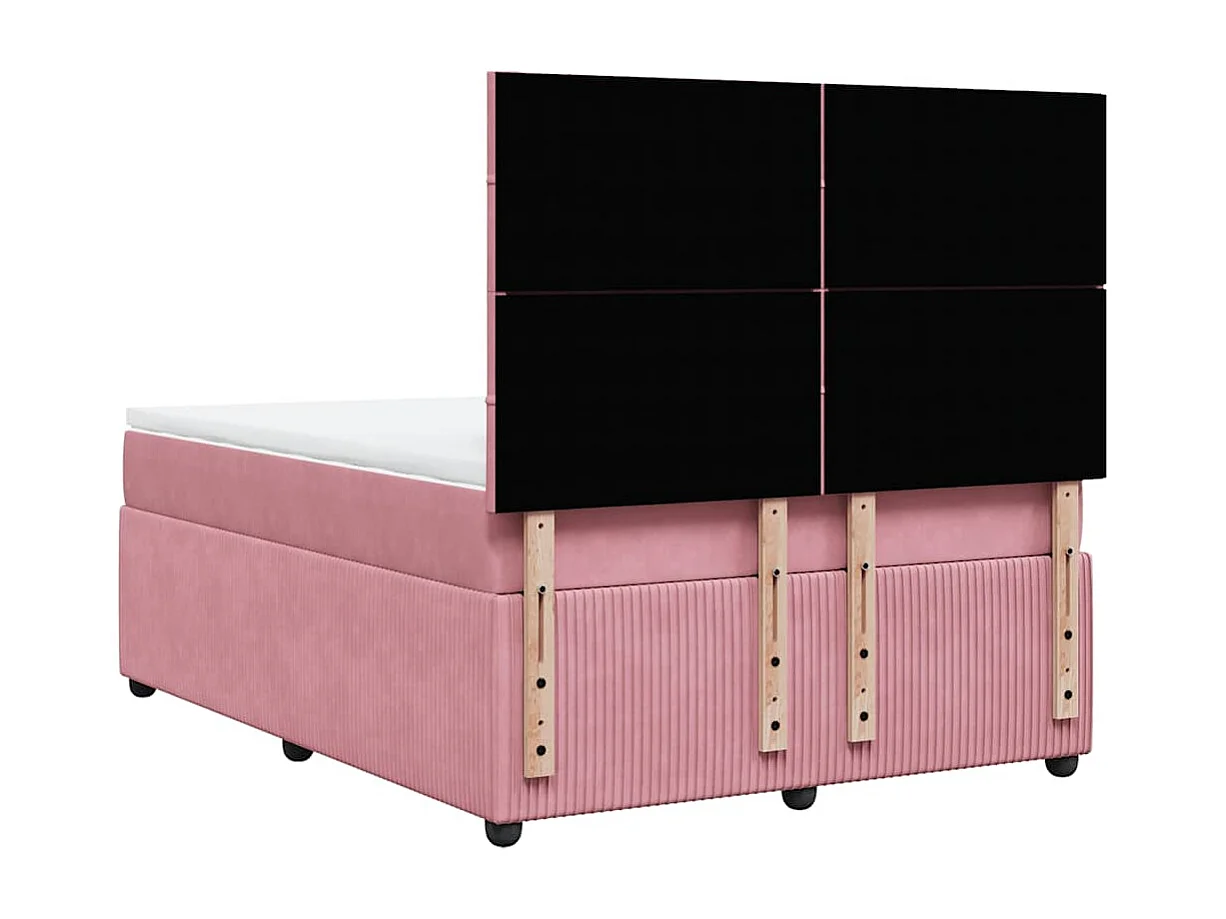 Boxspring met matras fluweel roze 160x200 cm