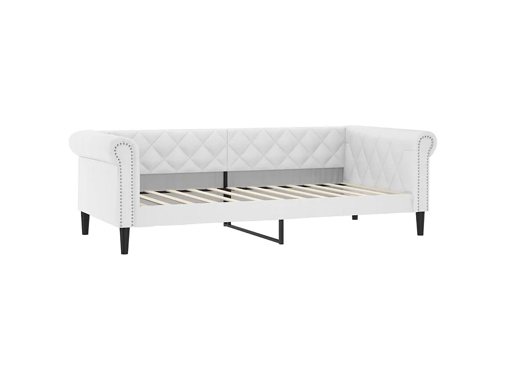 Lit de jour et lit gigogne et matelas blanc 90x200cm similicuir