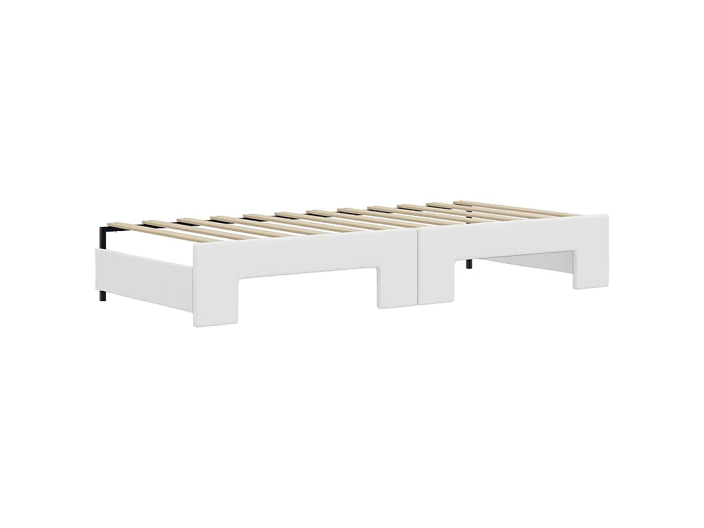 Lit de jour et lit gigogne et matelas blanc 90x200cm similicuir