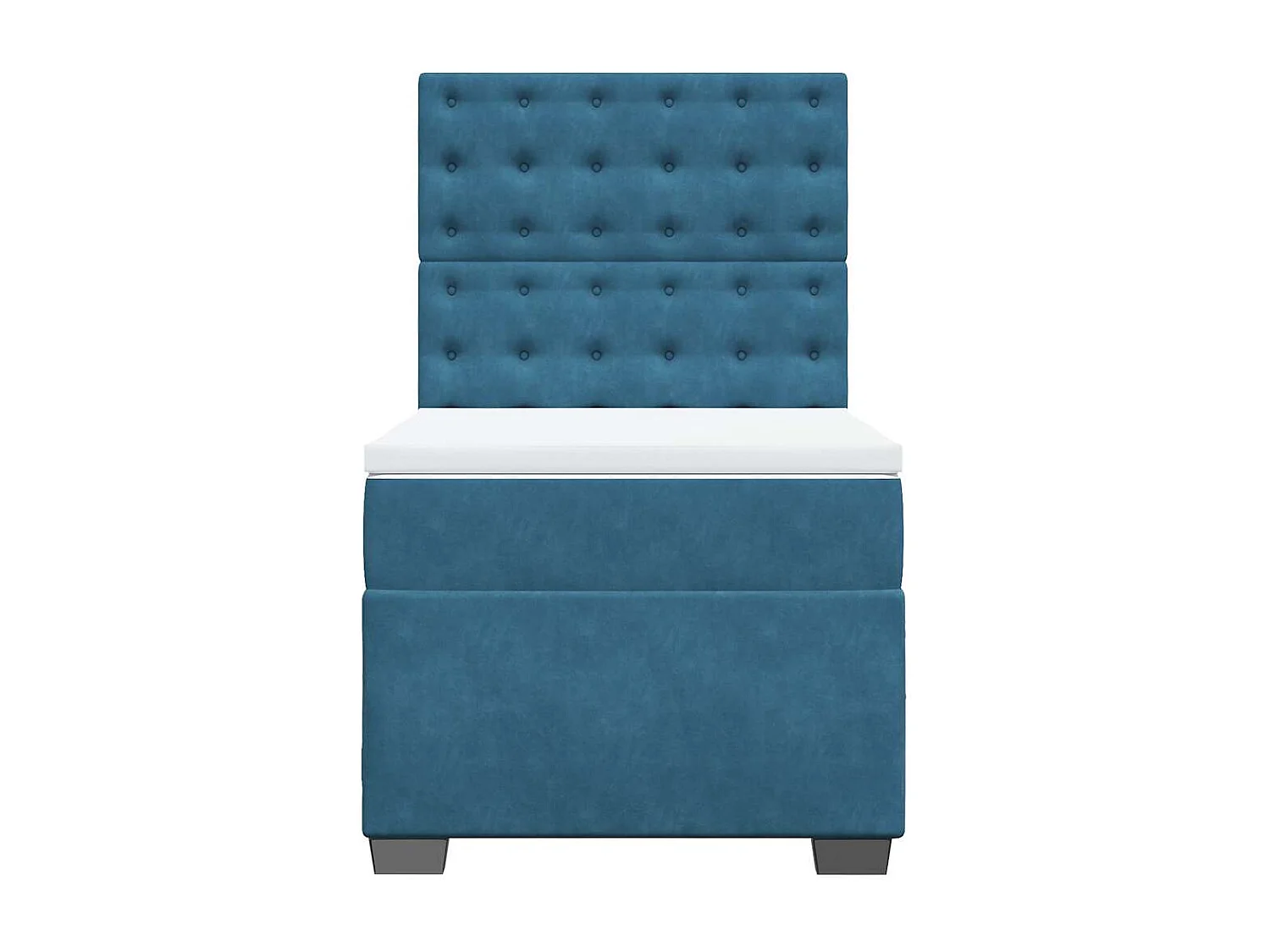Cama box spring con colchón terciopelo azul 90x200 cm