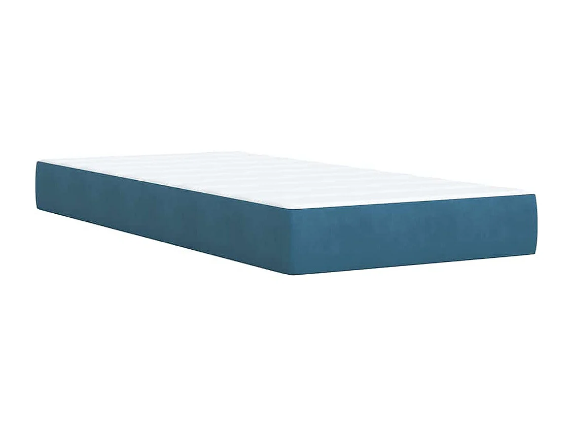Cama box spring con colchón terciopelo azul 90x200 cm