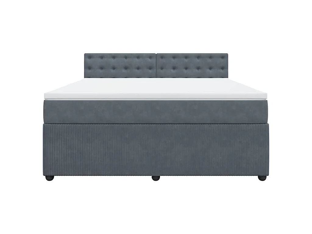 Cama box spring con colchón terciopelo gris oscuro 180x200 cm