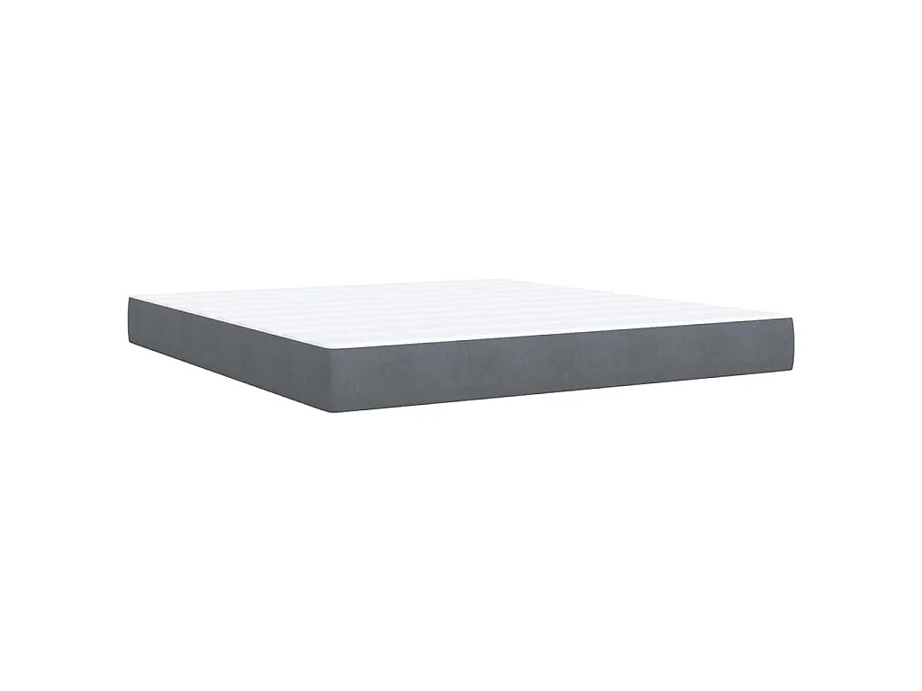 Cama box spring con colchón terciopelo gris oscuro 180x200 cm
