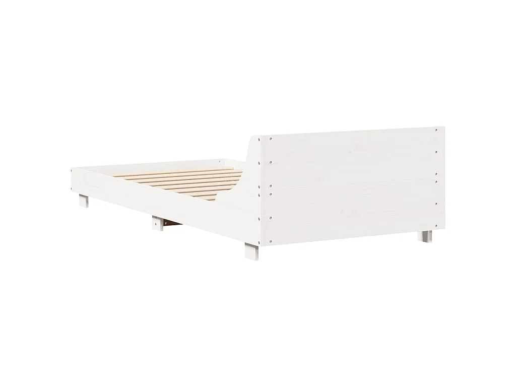 Letto senza Materasso Bianco 90x200 cm Legno Massello di Pino