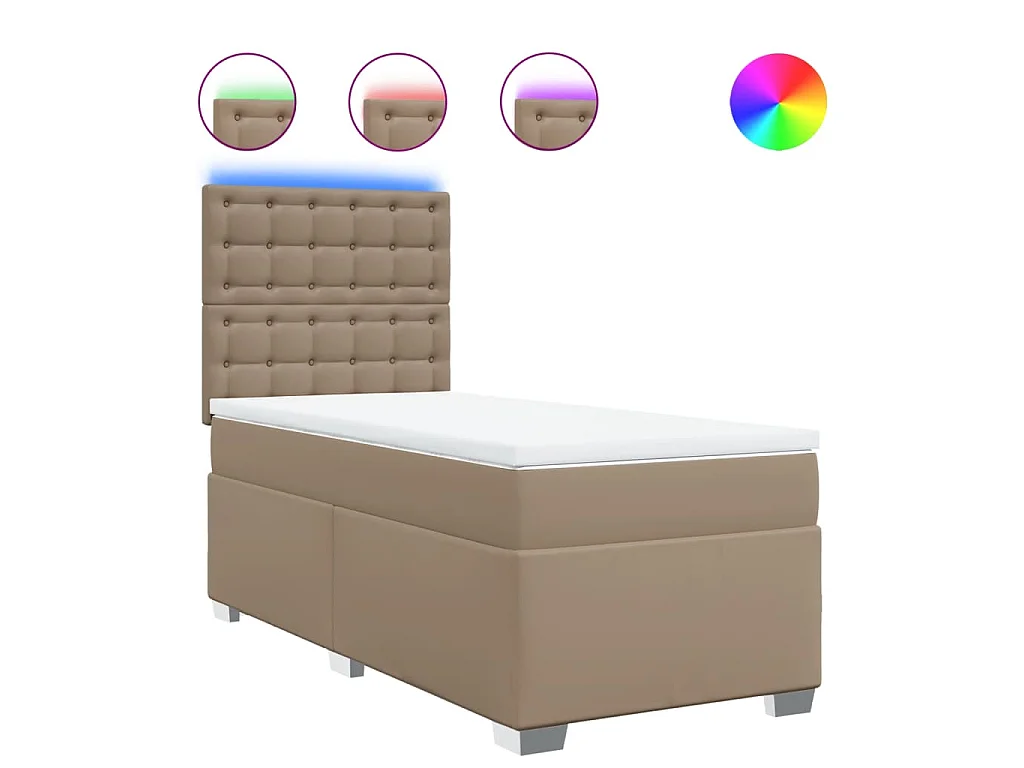 Cama com molas/colchão 80x200 cm couro artificial cappuccino
