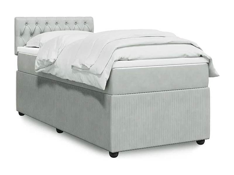 Giroletto a Molle con Materasso Grigio Chiaro 80x200 cm Velluto