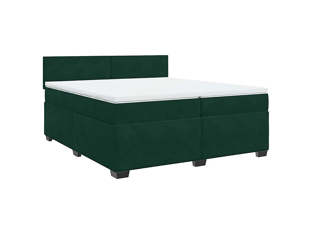 Cama box spring con colchón terciopelo verde oscuro 200x200 cm