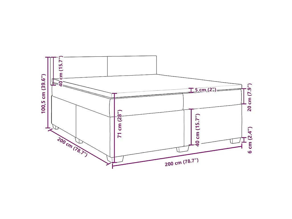 Cama box spring con colchón terciopelo verde oscuro 200x200 cm