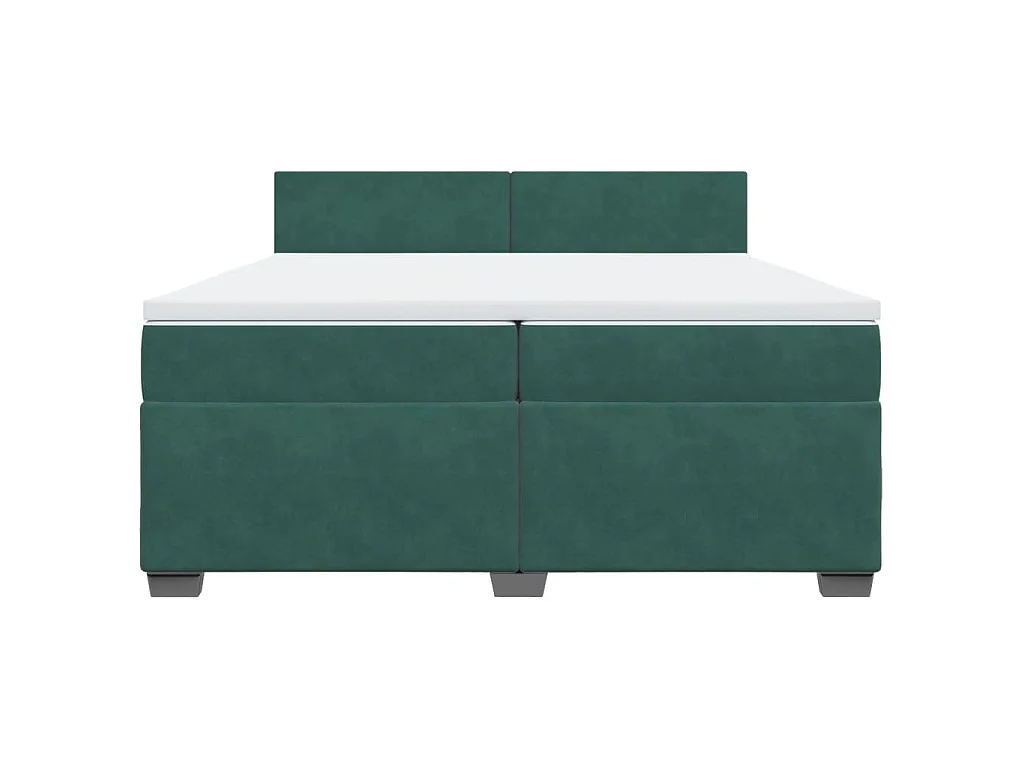 Cama box spring con colchón terciopelo verde oscuro 200x200 cm