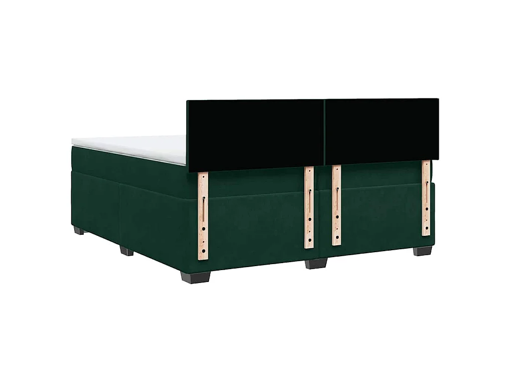 Cama box spring con colchón terciopelo verde oscuro 200x200 cm