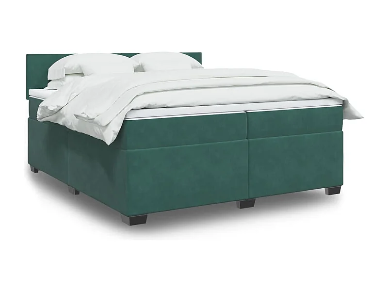 Sommier à lattes de lit et matelas Vert foncé 200x200cm Velours