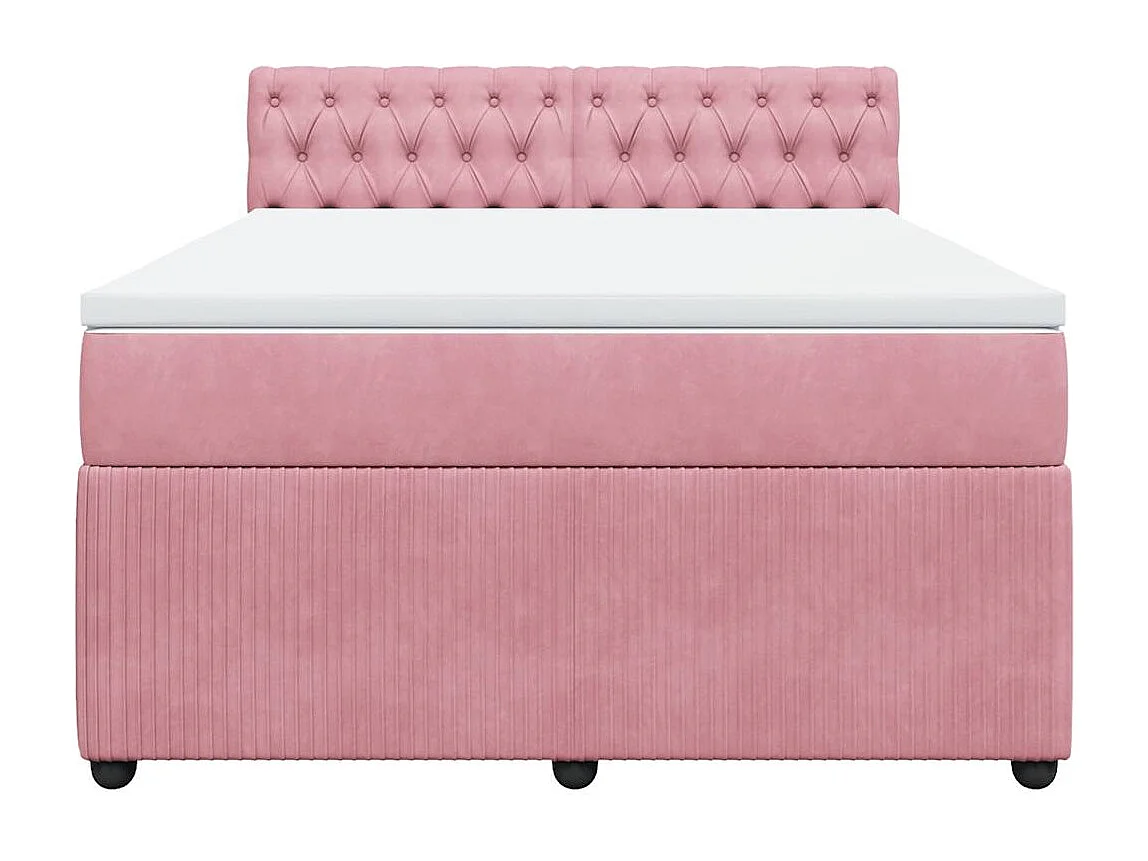 Boxspring met matras fluweel roze 160x200 cm