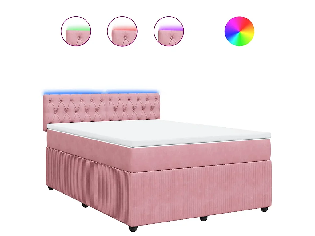 Giroletto a Molle con Materasso Rosa 160x200 cm in Velluto