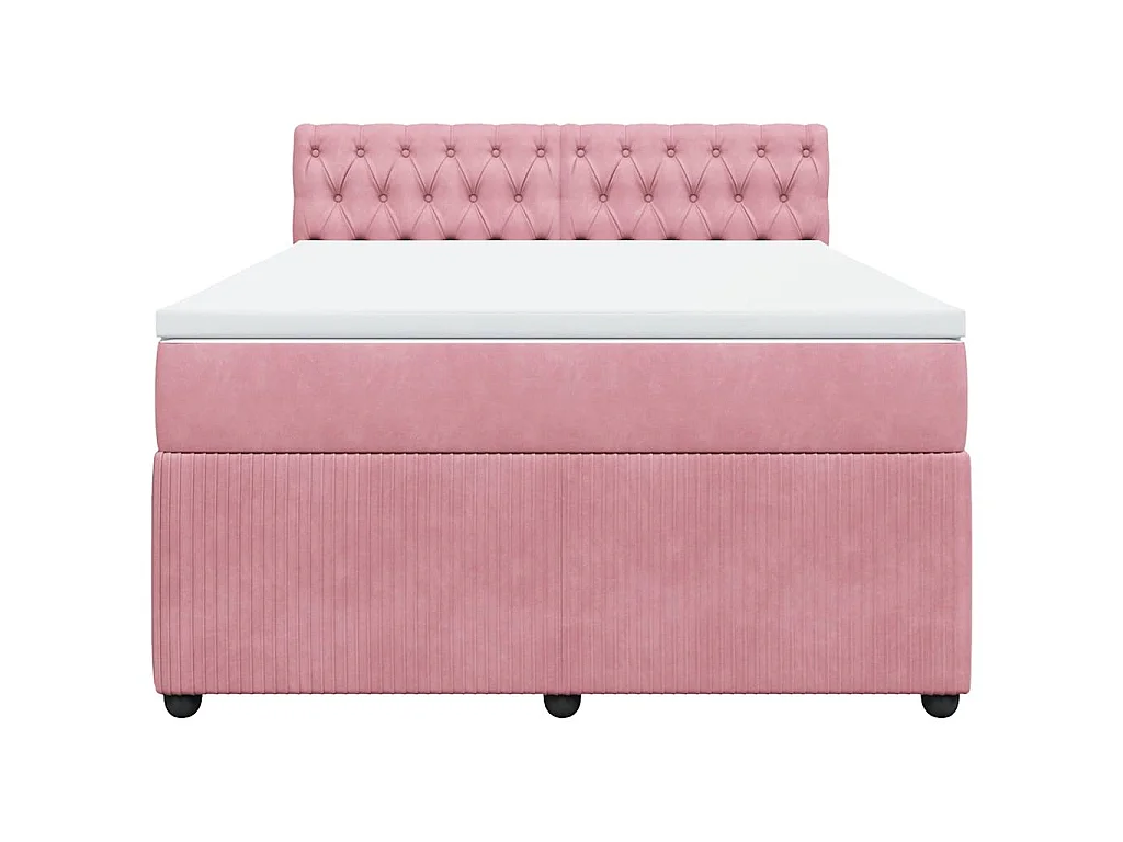 Giroletto a Molle con Materasso Rosa 160x200 cm in Velluto
