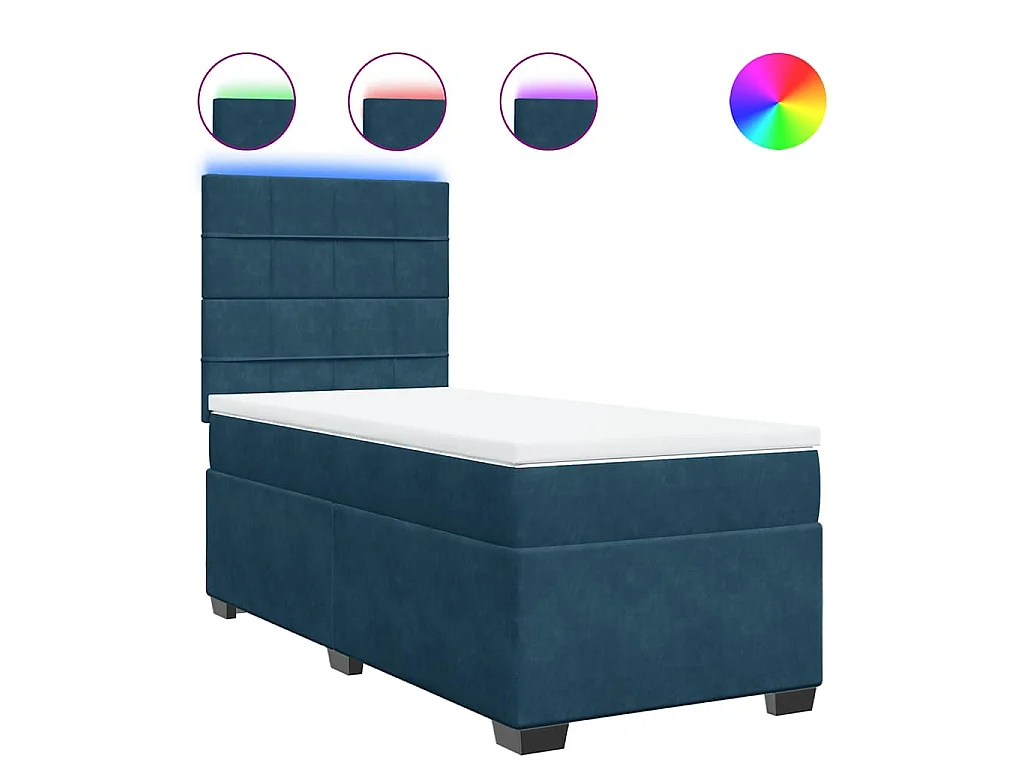 Boxspringbett mit Matratze Blau 90x190 cm Samt
