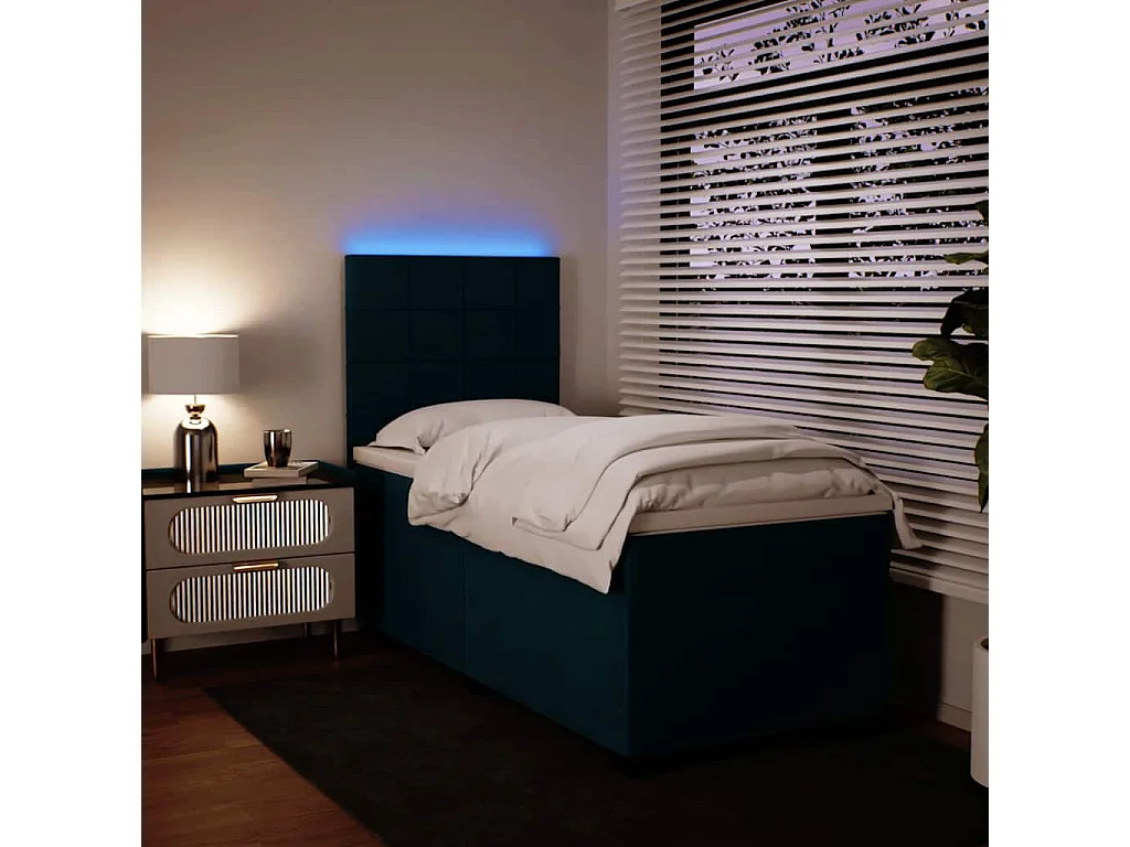 Boxspringbett mit Matratze Blau 90x190 cm Samt