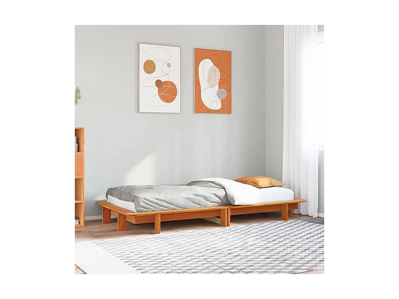 Letto senza Materasso Marrone Cera 100x200 cm in Legno di Pino